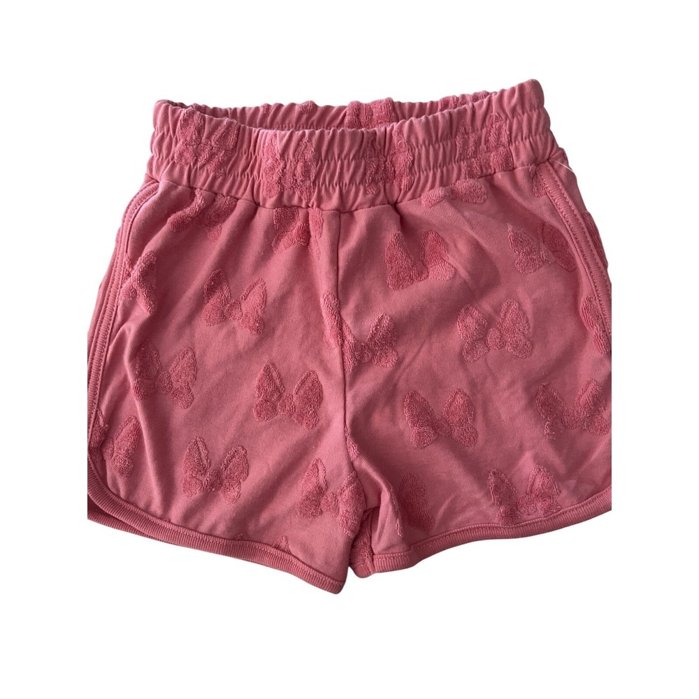 Disney Minnie Mouse Pink Embossed Bow Terry Cloth Shorts‎ Toddler Girl Size 4T